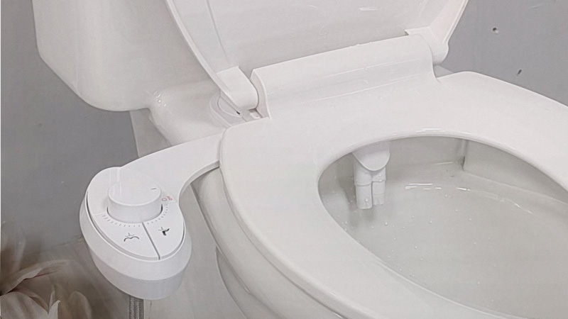 Bidet Attachment with Push-button Instruction for Use